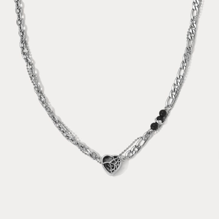 Selenichast Silver Heart Chain Necklace 