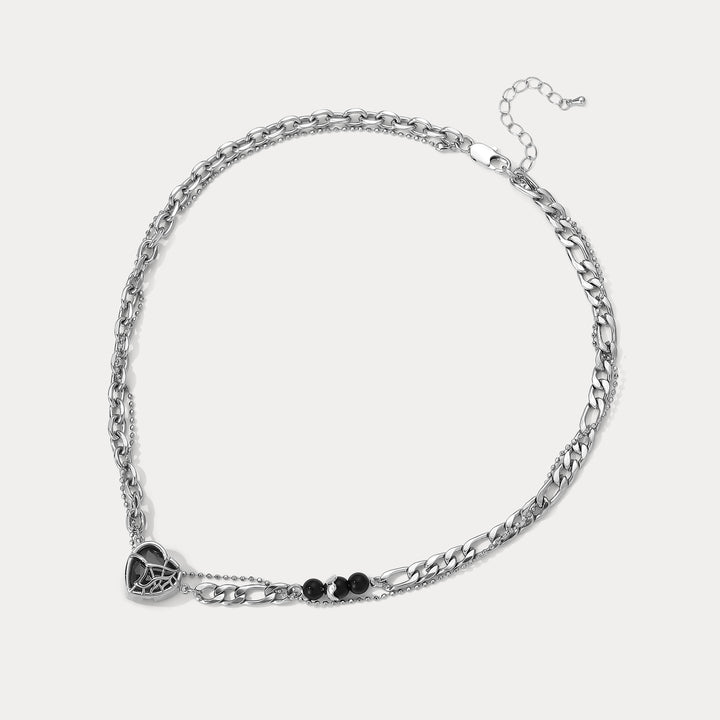 Selenichast Silver Heart Chain Necklace  Heart Jewelry