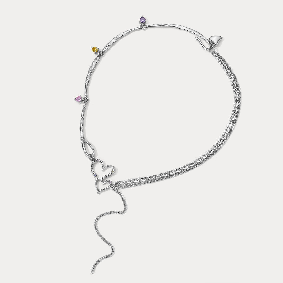 Selenichast Heart Lariat Necklace Heart Jewelry