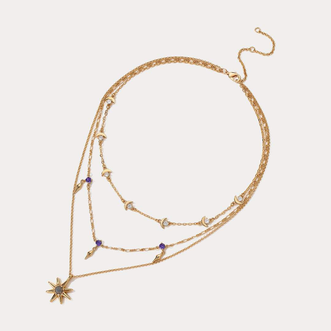 Selenichast Sun Moon Layered Necklace Moon Jewelry