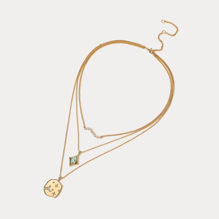 Selenichast Moon Star Layered Necklace Moon Jewelry