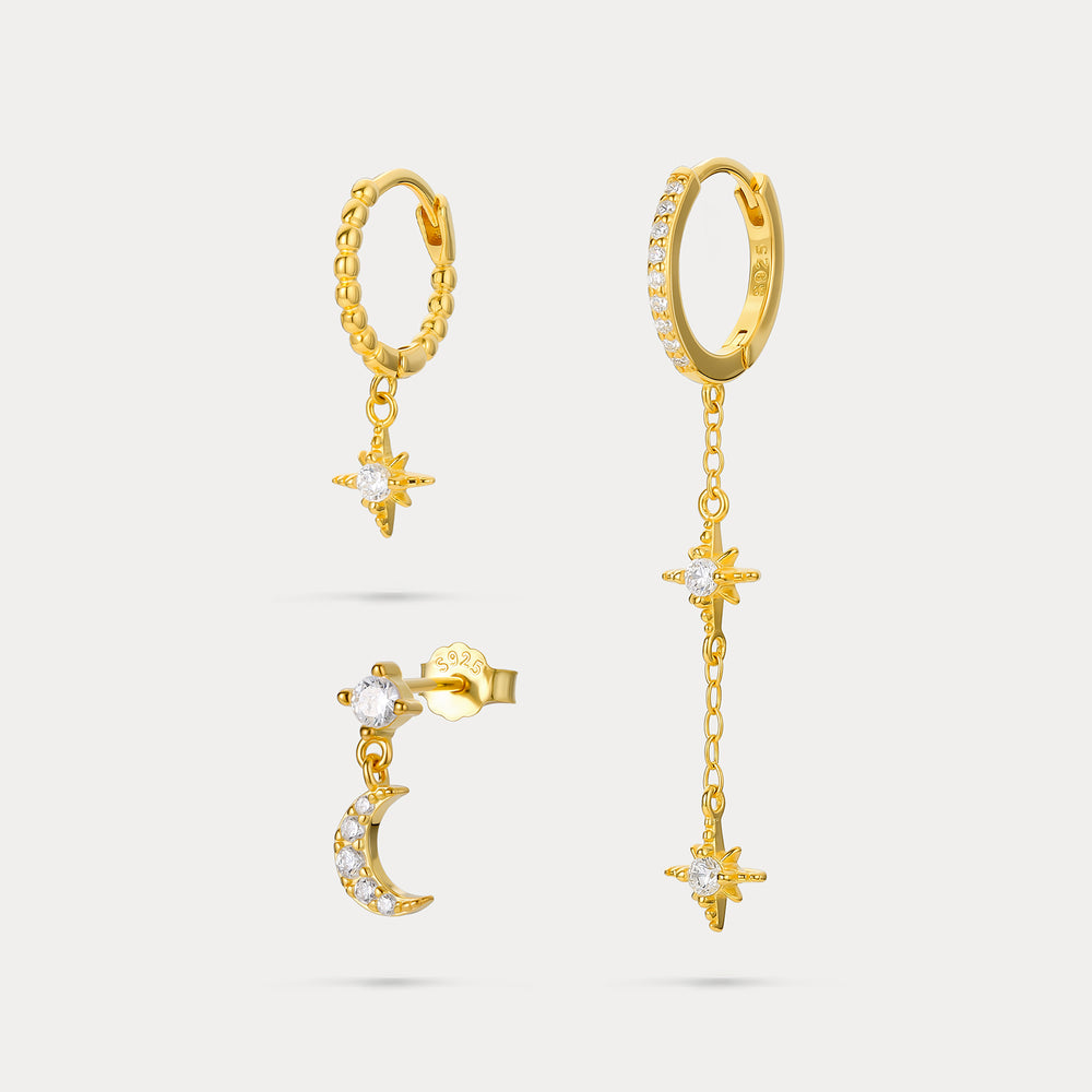 Selenichast Moon Star Drop Earrings Set