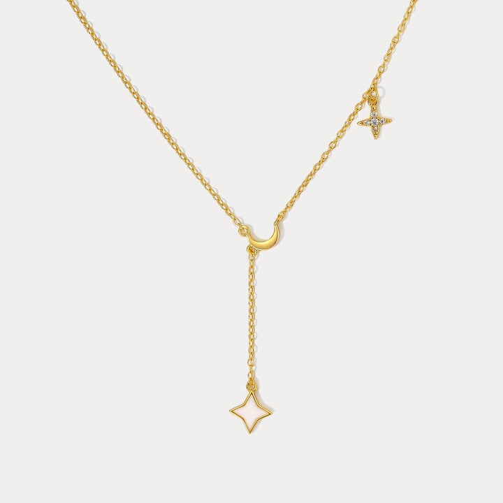 Selenichast Moon Star Lariat Necklace