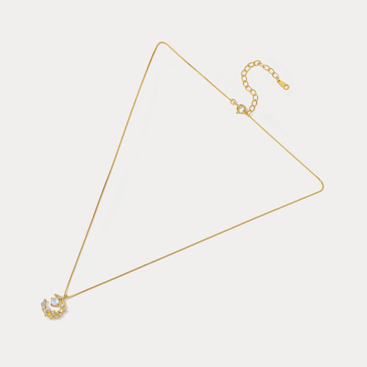 Selenichast Moon Necklace 18K Gold Jewelry