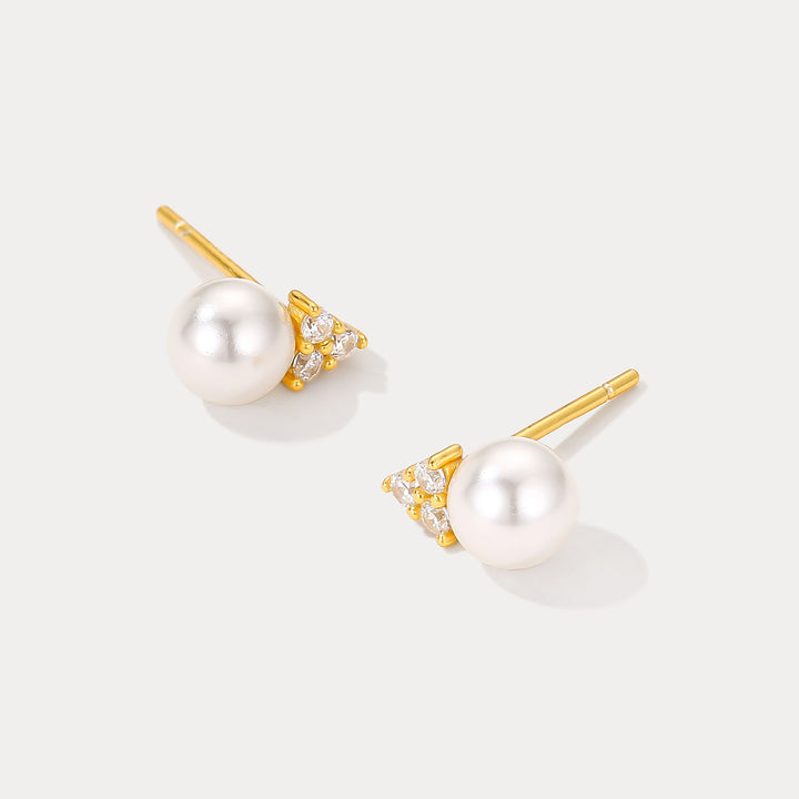 Selenichast Pearl Stud Earrings Gold Stud Earrings