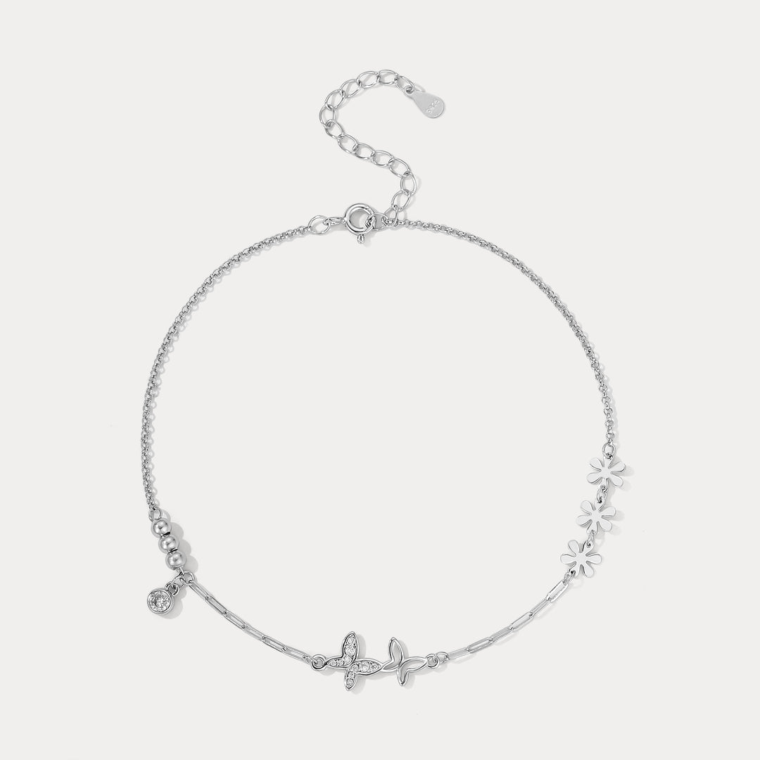 Selenichast Silver Butterfly Anklet