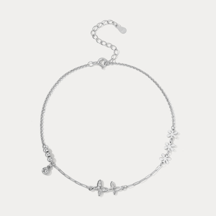 Selenichast Silver Butterfly Anklet