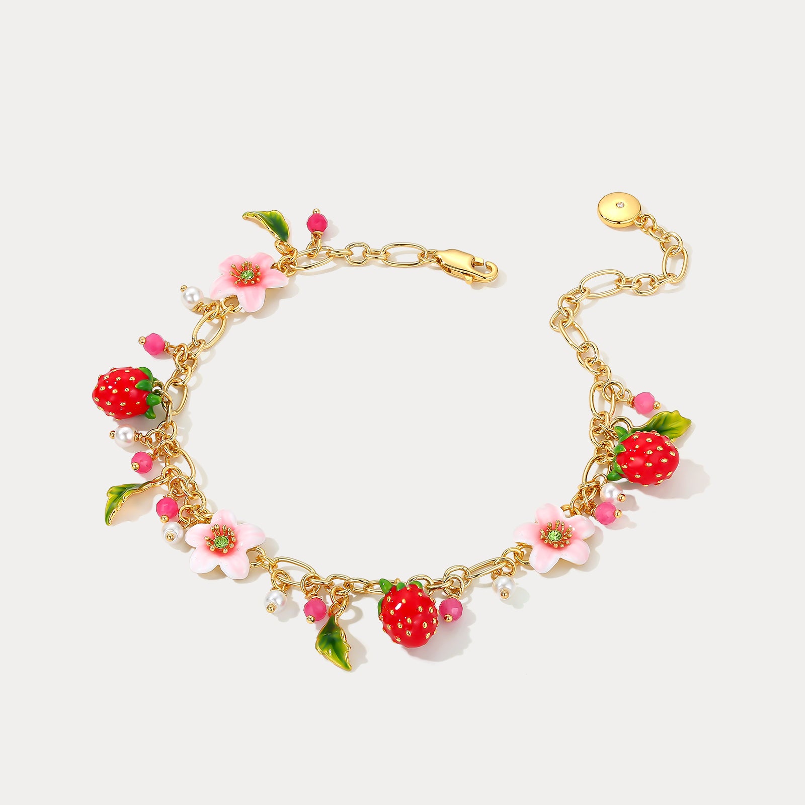Selenichast Strawberry Bracelet Enamel Jewelry