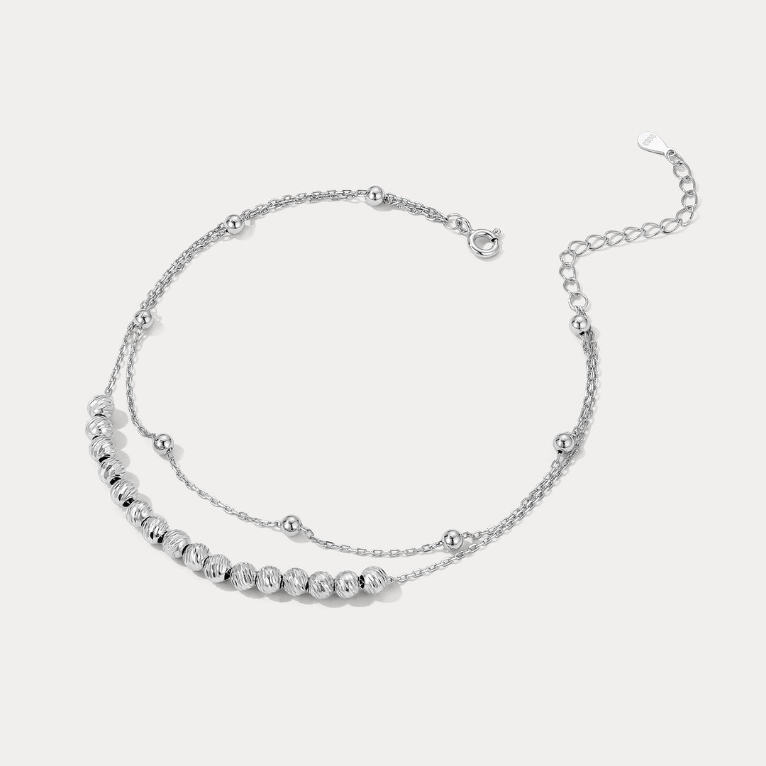 Silver Beaded Anklet Selenichast 