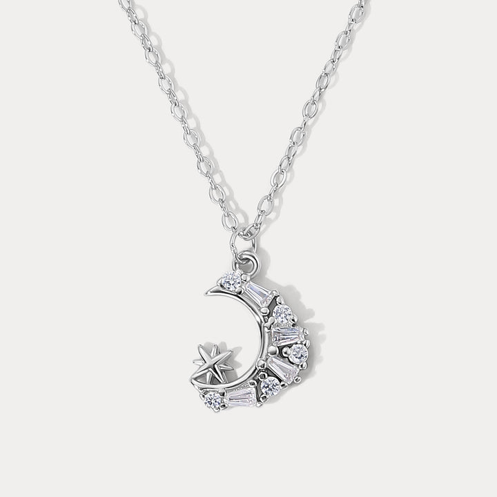 Selenichast Silver Moon Star Necklace
