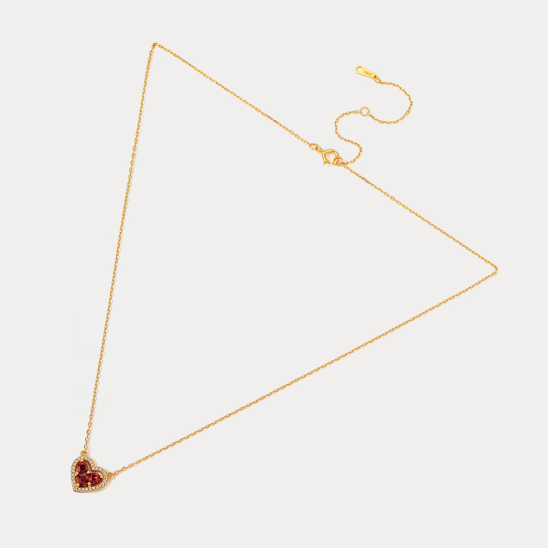 Garnet Heart Necklace Selenichast 