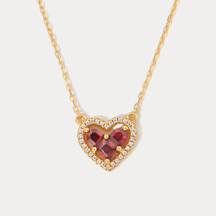 Selenichast Garnet Heart Necklace