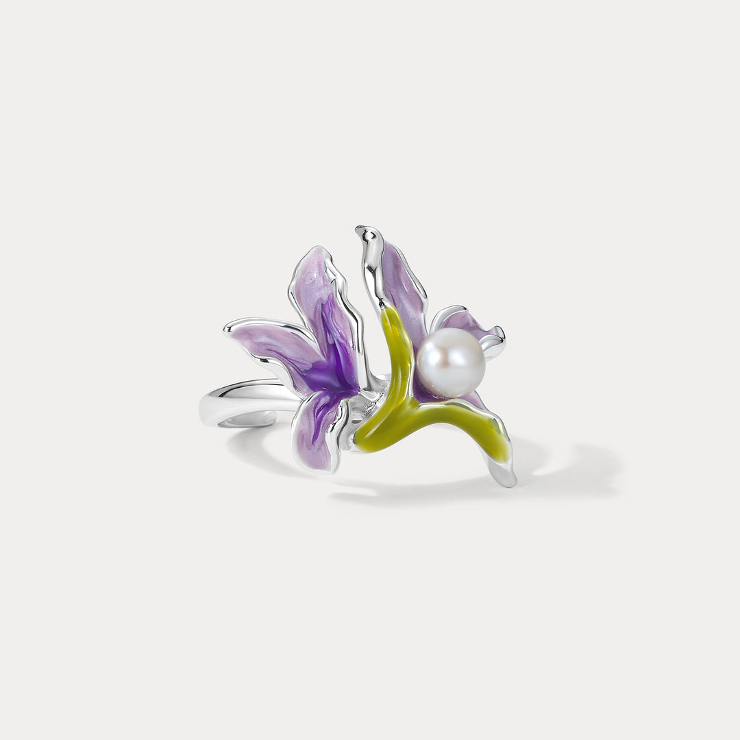 Silver Iris Ring Enamel Jewelry Iris Jewelry Selenichast 