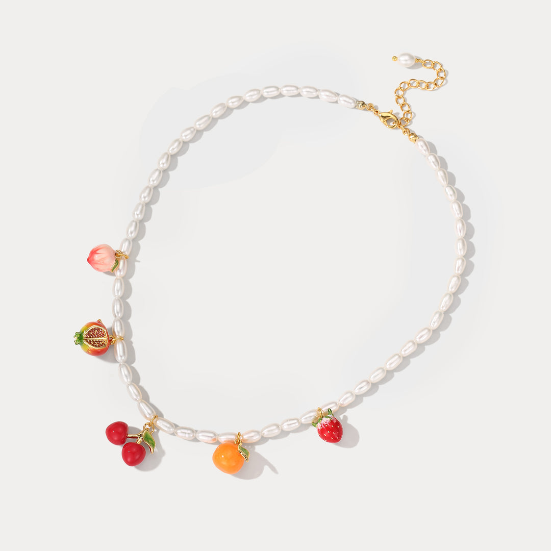 Selenichast Fruit Pearl Necklace Charm Necklace