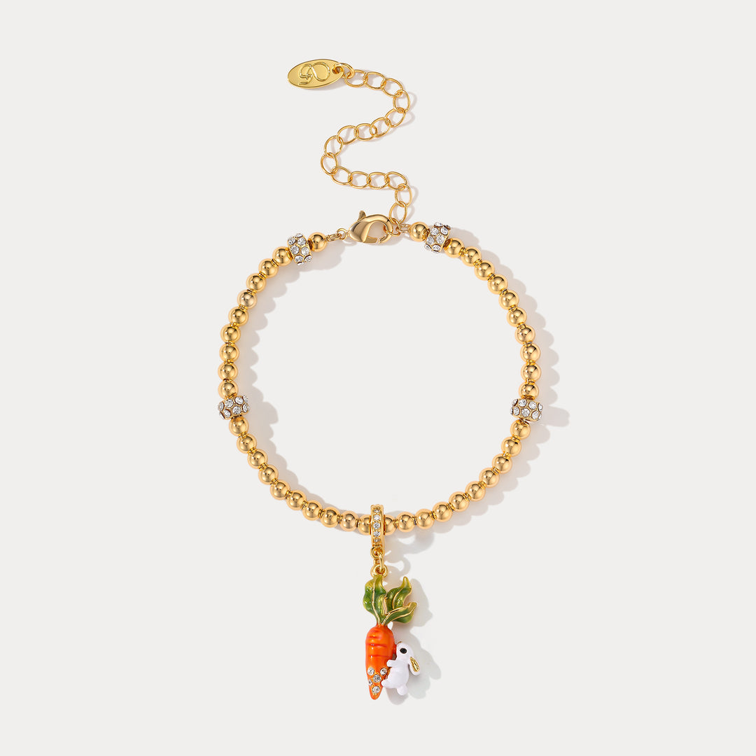 Selenichast Carrot and Rabbit Beaded Bracelet Animal Inspired Jewelry