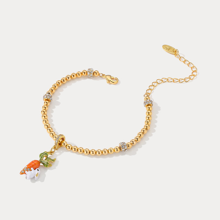 Selenichast Carrot and Rabbit Beaded Bracelet Animal Inspired Jewelry