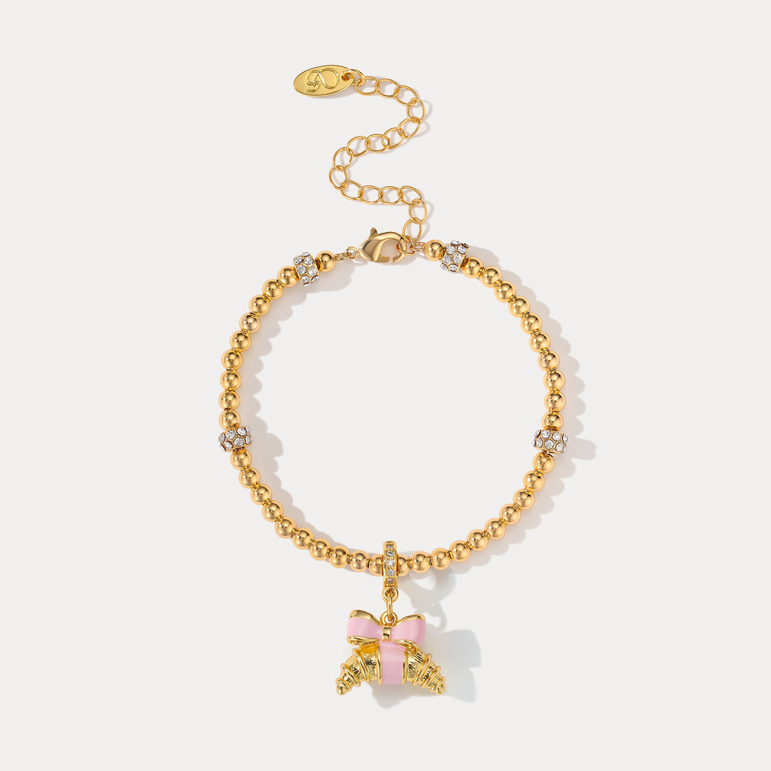 Selenichast Croissant Beaded Bracelet Food Inspired Bracelet Jewelry