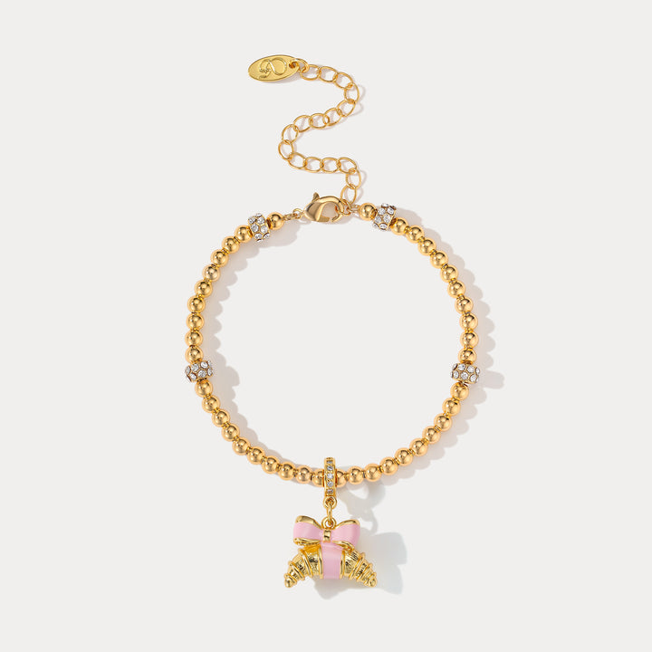 Selenichast Croissant Beaded Bracelet Food Inspired Bracelet Jewelry