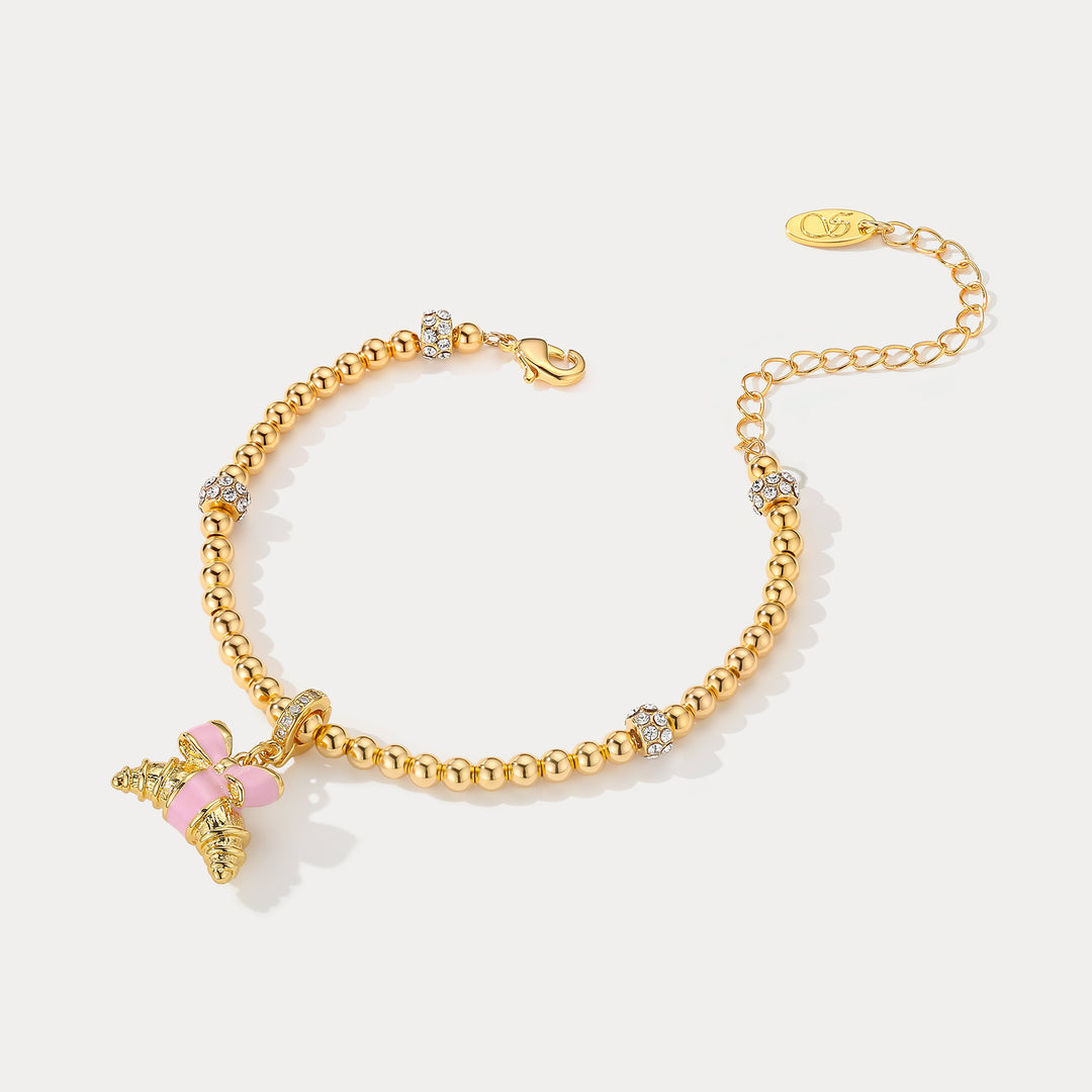 Selenichast Croissant Beaded Bracelet Food Inspired Bracelet Jewelry
