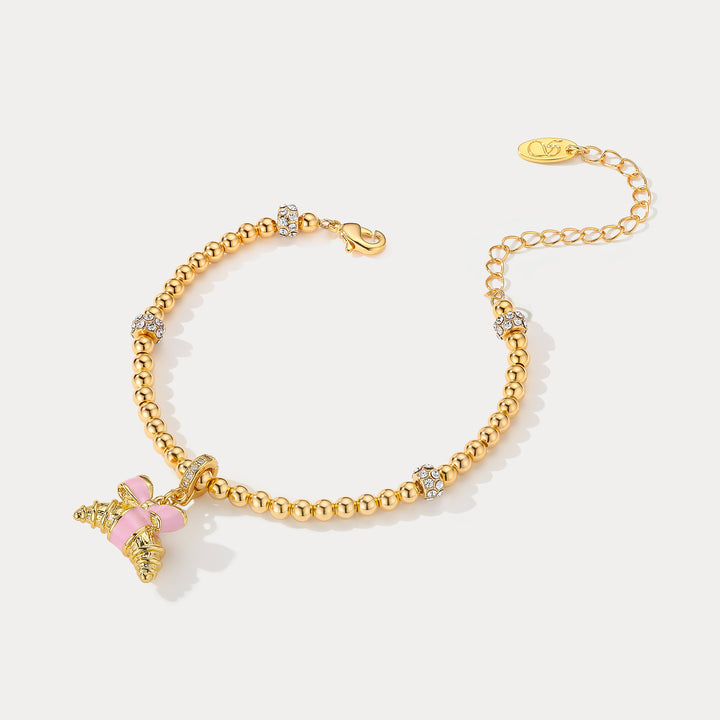 Selenichast Croissant Beaded Bracelet Food Inspired Bracelet Jewelry