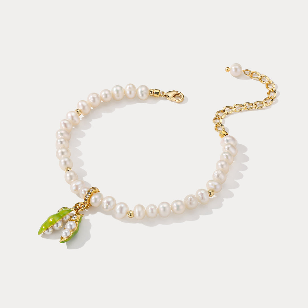 Selenichast Pea Pod Pearl Bracelet Nature Inspired Pearl Jewelry