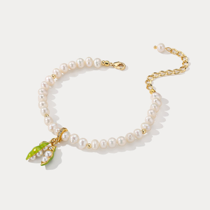 Selenichast Pea Pod Pearl Bracelet Nature Inspired Pearl Jewelry