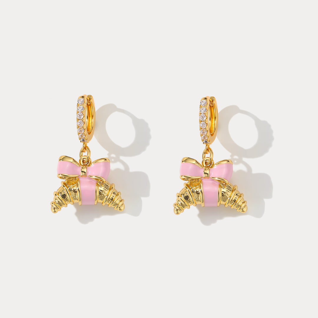 Selenichast Croissant Huggie Earrings Food Inspired Jewelry