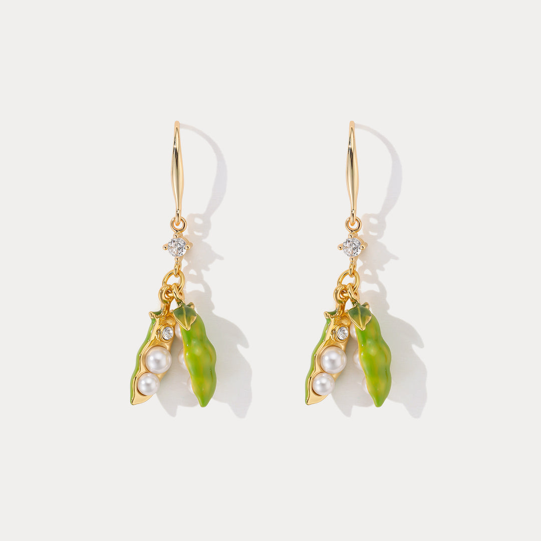 Selenichast Pea Pod Pearl Earrings Nature Inspired Pearl Jewelry