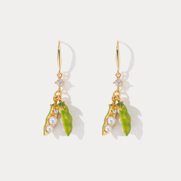 Selenichast Pea Pod Pearl Earrings Nature Inspired Pearl Jewelry