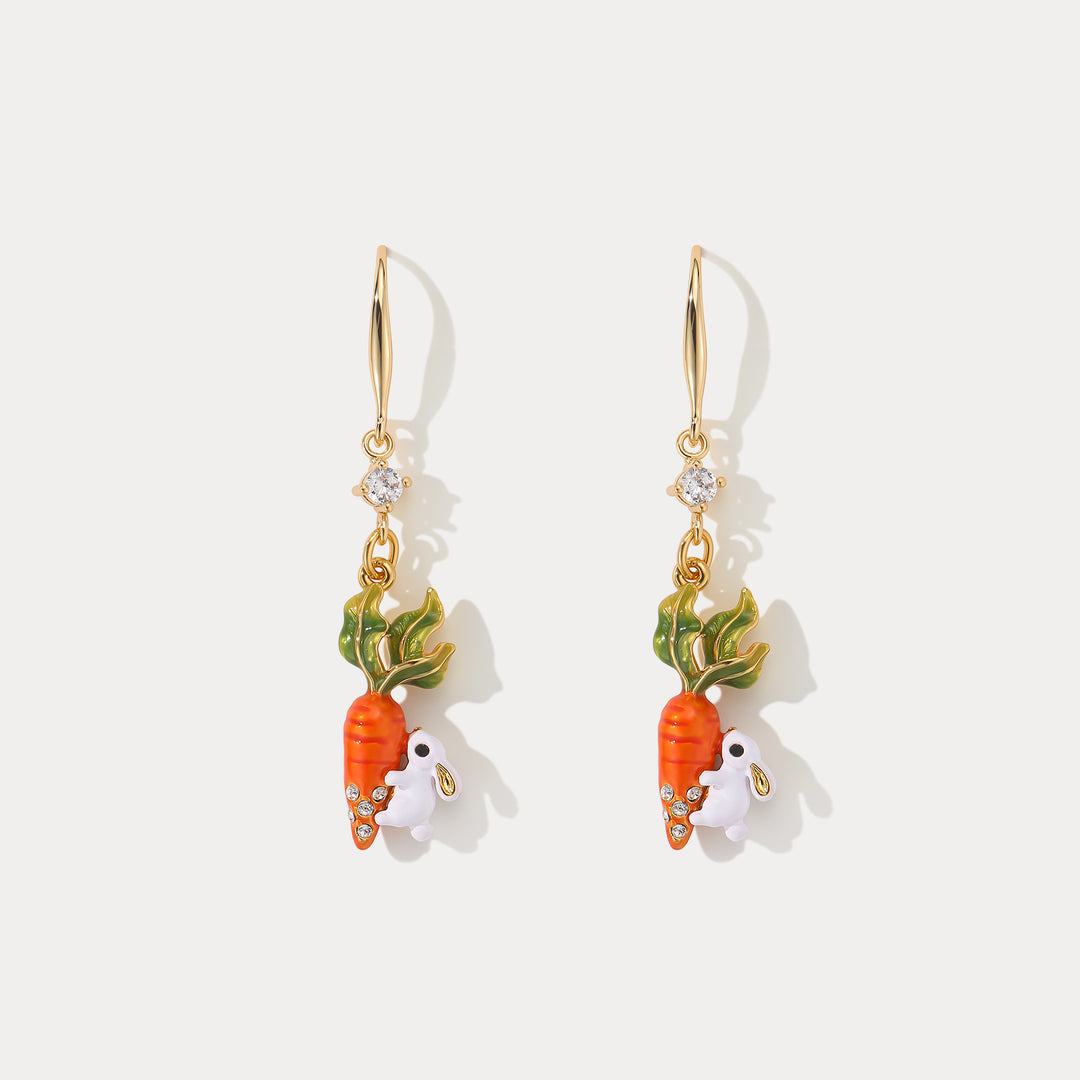 Selenichast Carrot and Rabbit Earrings Animal Inspired Jewelry