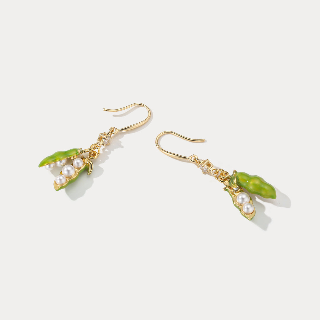 Selenichast Pea Pod Pearl Earrings Nature Inspired Pearl Jewelry