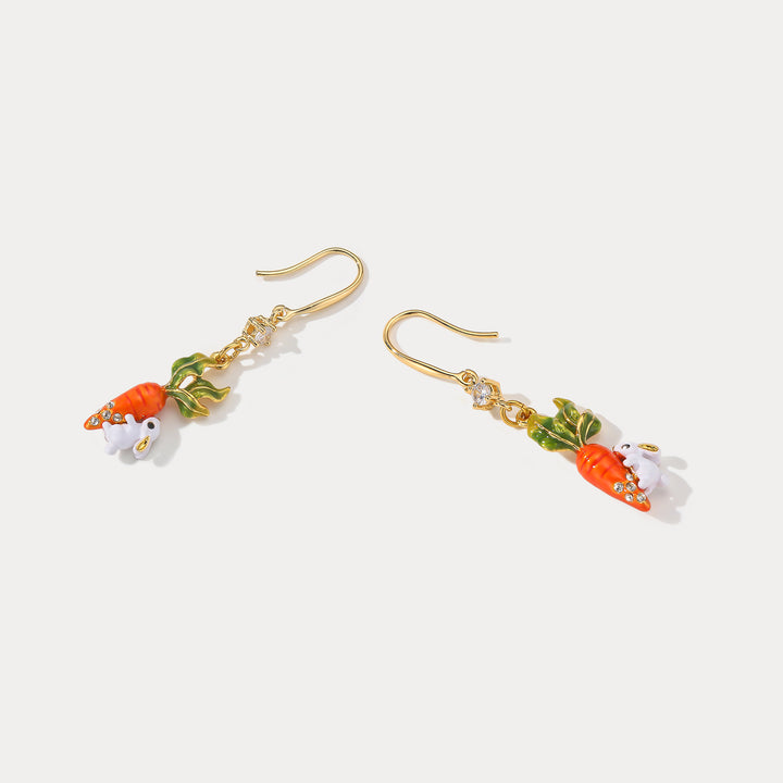 Selenichast Carrot and Rabbit Earrings Animal Inspired Jewelry