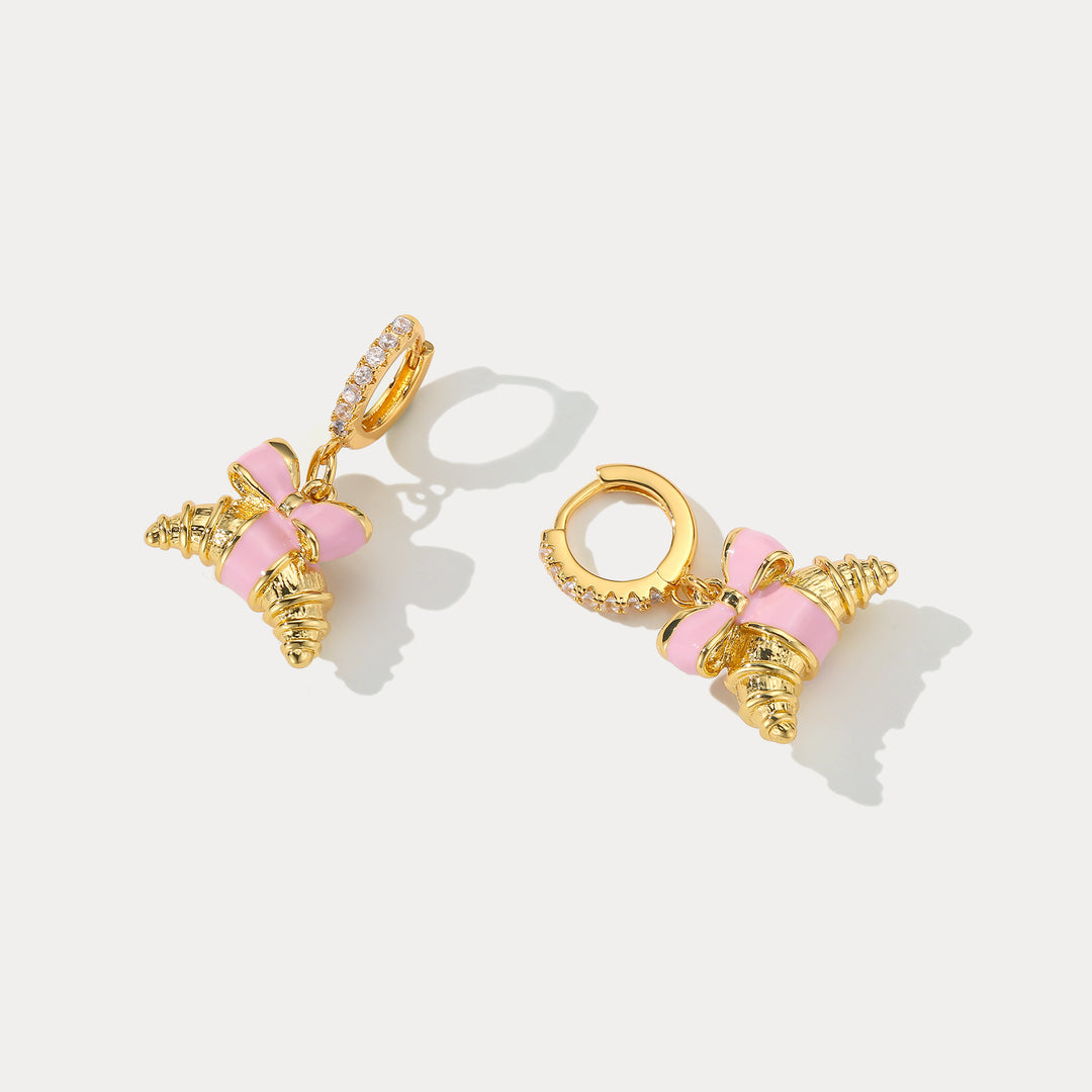 Selenichast Croissant Huggie Earrings Food Inspired Jewelry