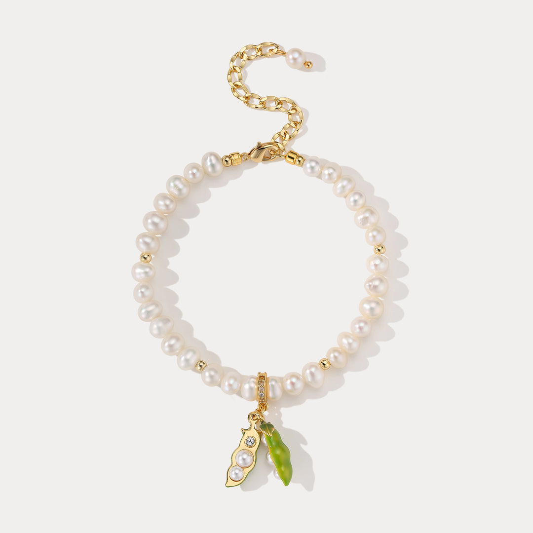 Selenichast Pea Pod Pearl Bracelet Nature Inspired Pearl Jewelry