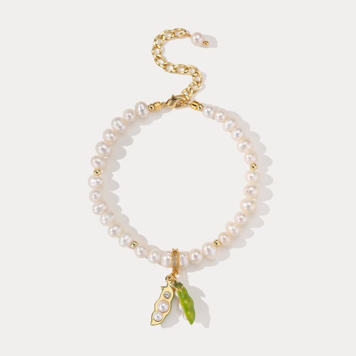 Selenichast Pea Pod Pearl Bracelet Nature Inspired Pearl Jewelry