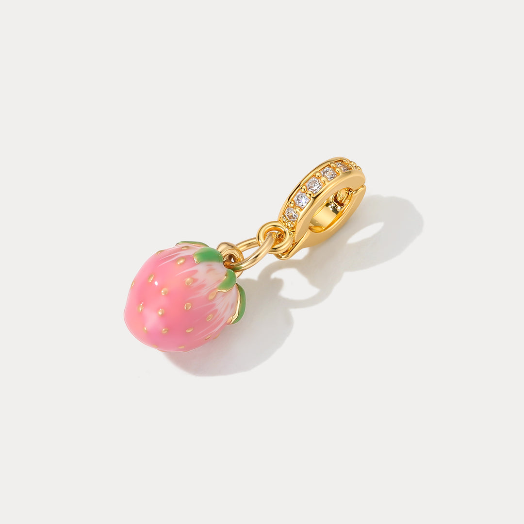 Selenichast Pink Strawberry Charm Pendant