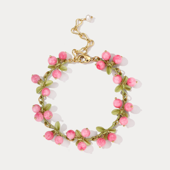 Selenichast Pink Berry Charm Bracelet