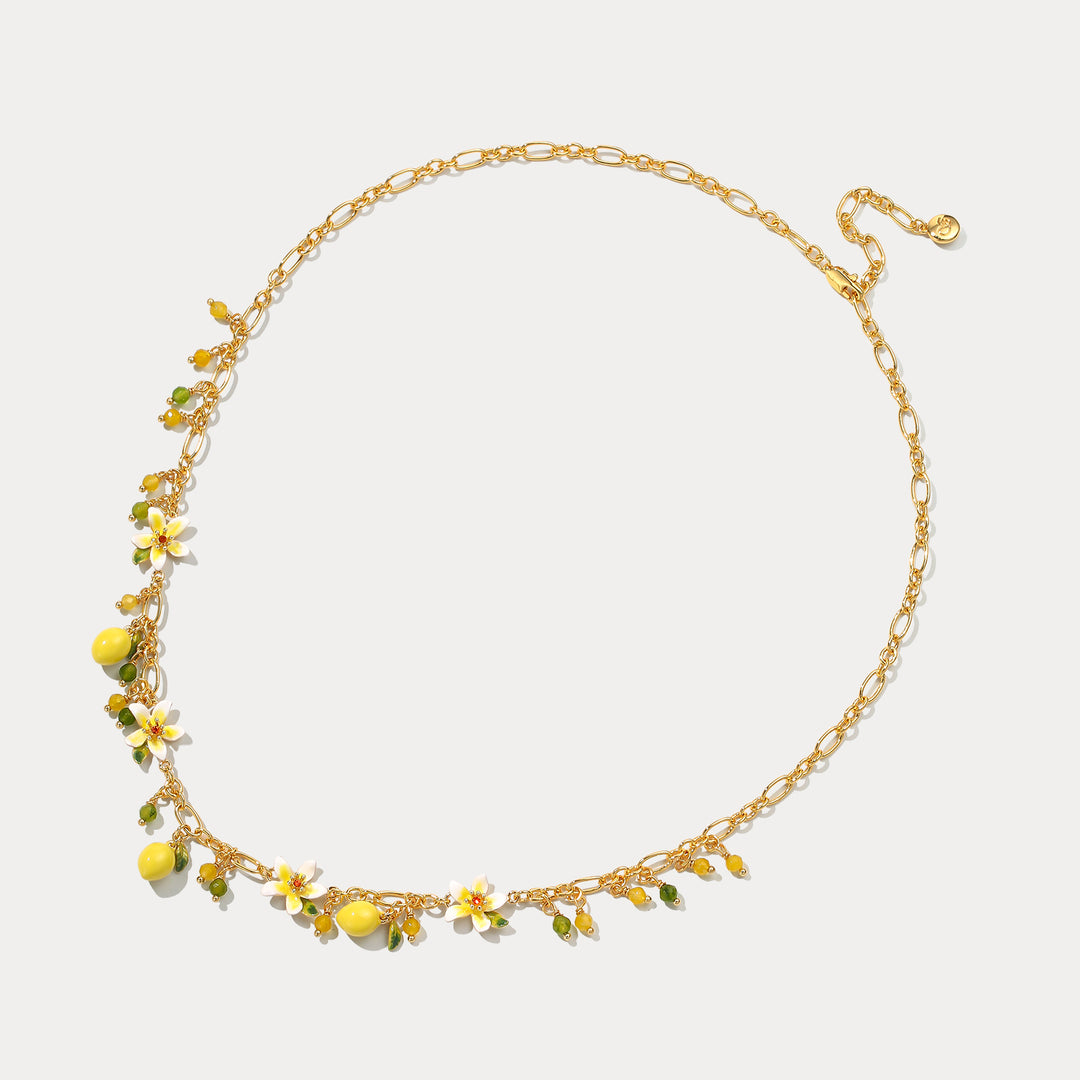 Selenichast Lemon Flower Charm Necklace