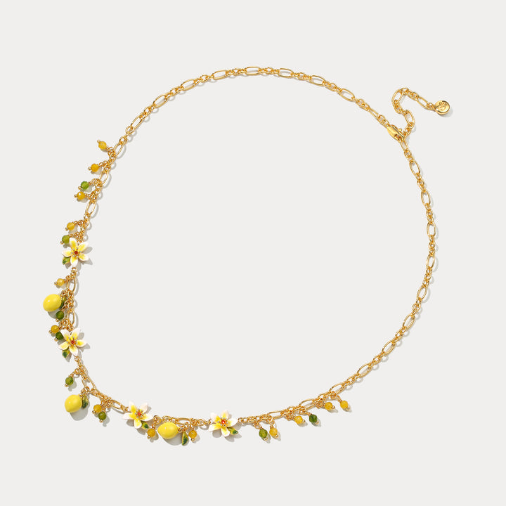 Selenichast Lemon Flower Charm Necklace
