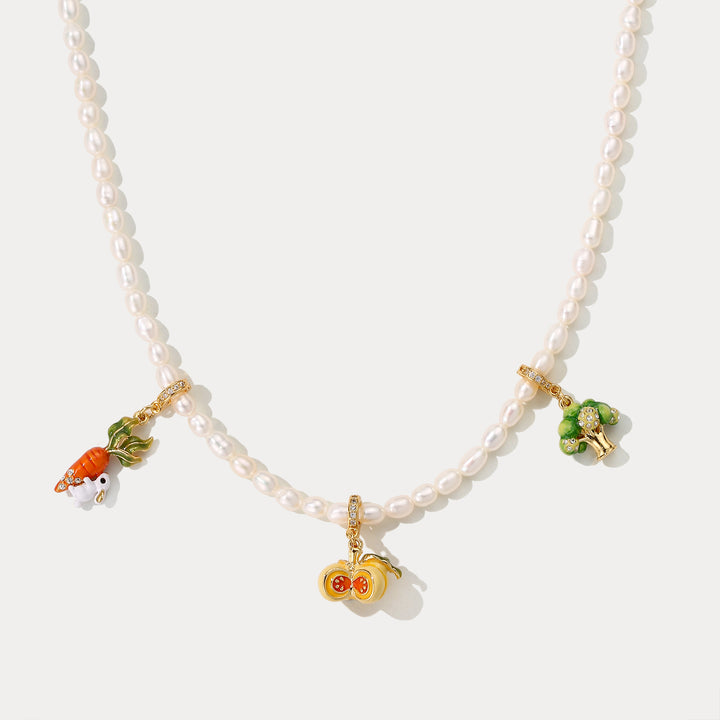 Selenichast Vegetables Pearl Charm Necklace