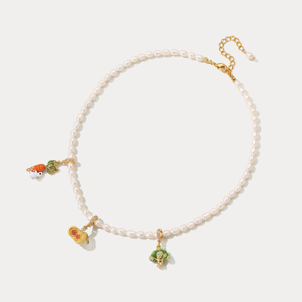 Vegetables Pearl Charm Necklace Selenichast 