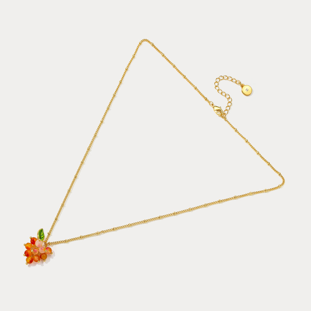 Selenichast Orange Berry Necklace Summer Jewelry
