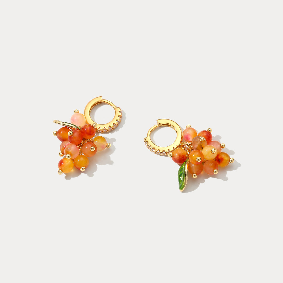 Orange Berry Huggie Earrings Selenichast 