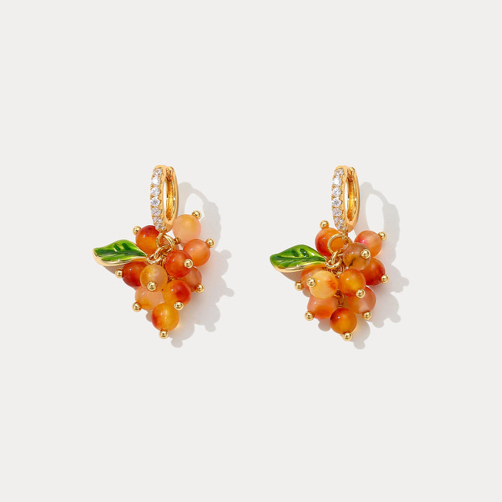 Orange Berry Huggie Earrings Selenichast 