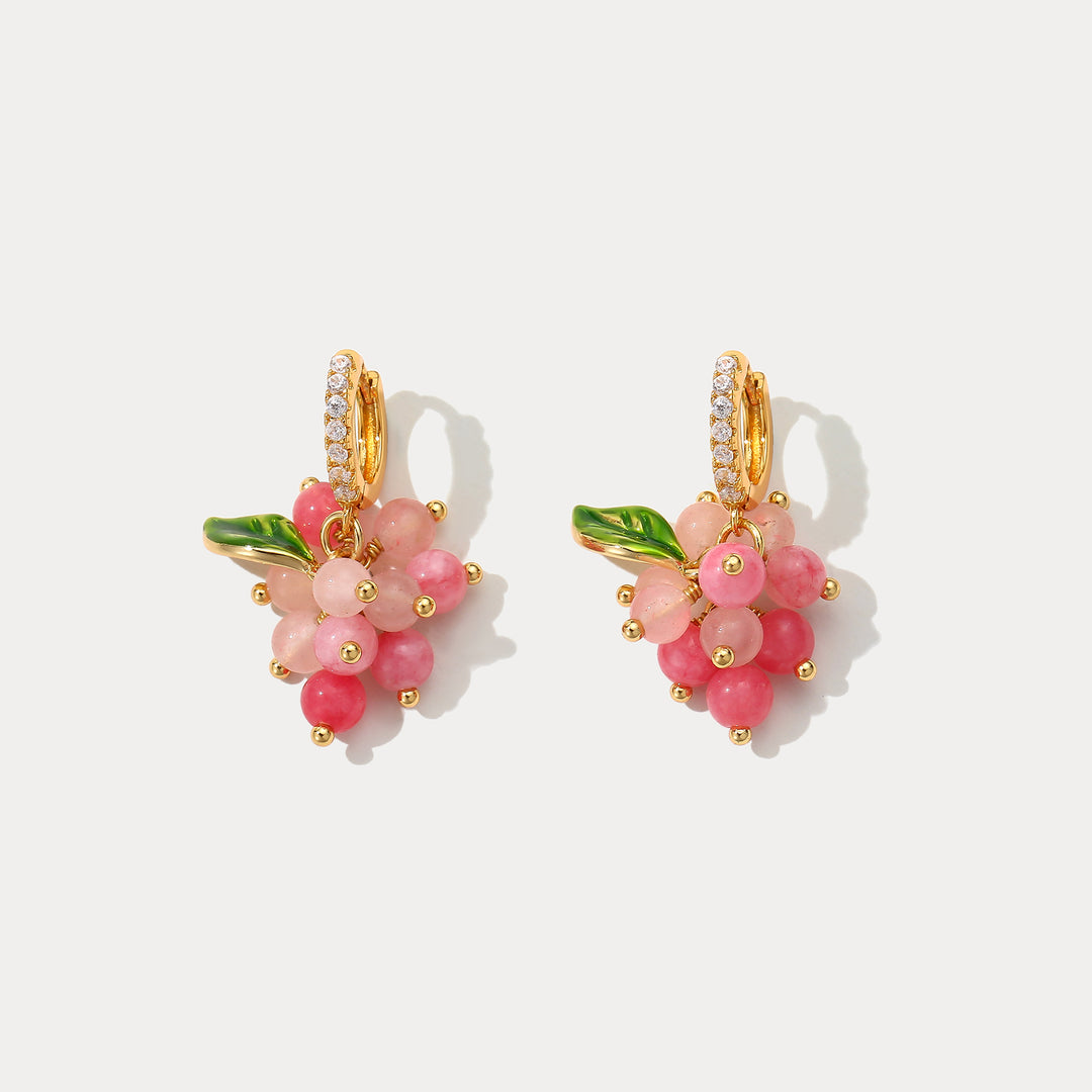 Pink Berry Huggie Earrings Selenichast