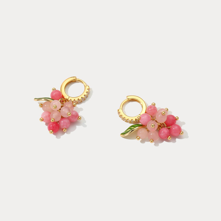 Pink Berry Huggie Earrings Selenichast