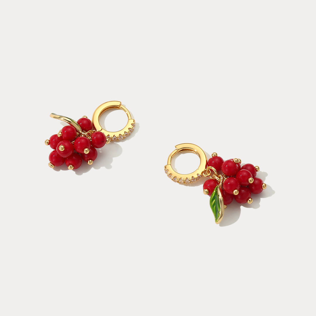 Cranberry Huggie Earrings Selenichast