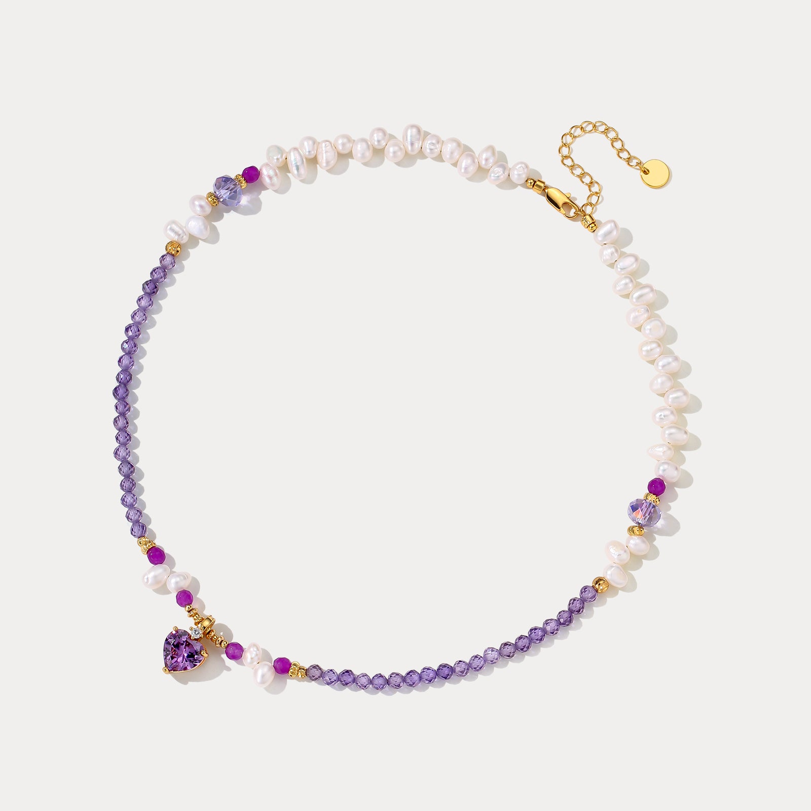 Selenichast Amethyst Heart Pearl Necklace