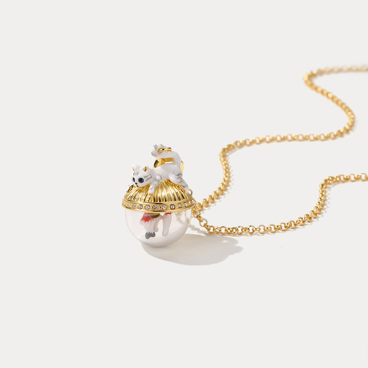 Selenichast Cat Necklace Enamel Jewelry