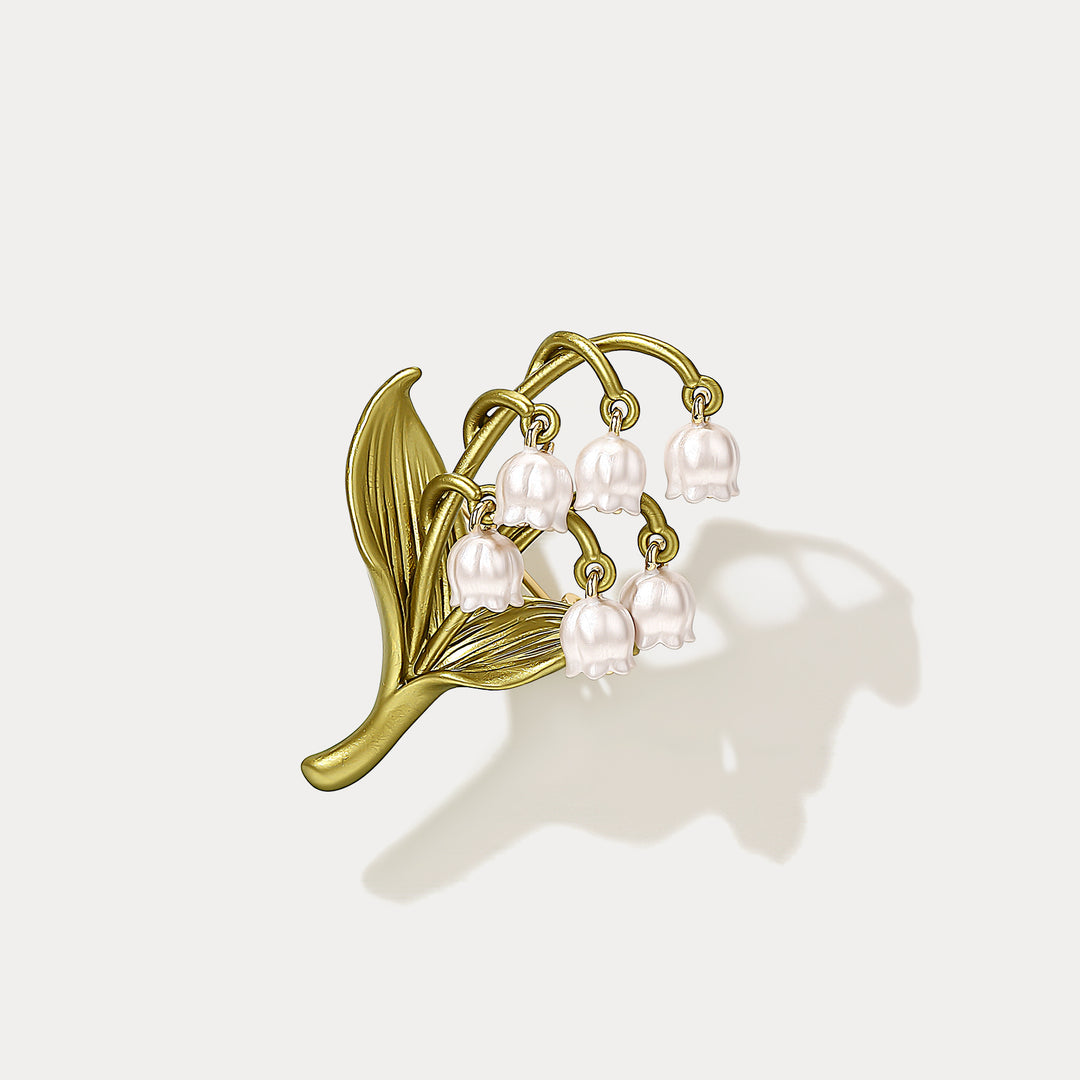 Selenichast Lily of the valley Brooch May Birth Flower Jewelry